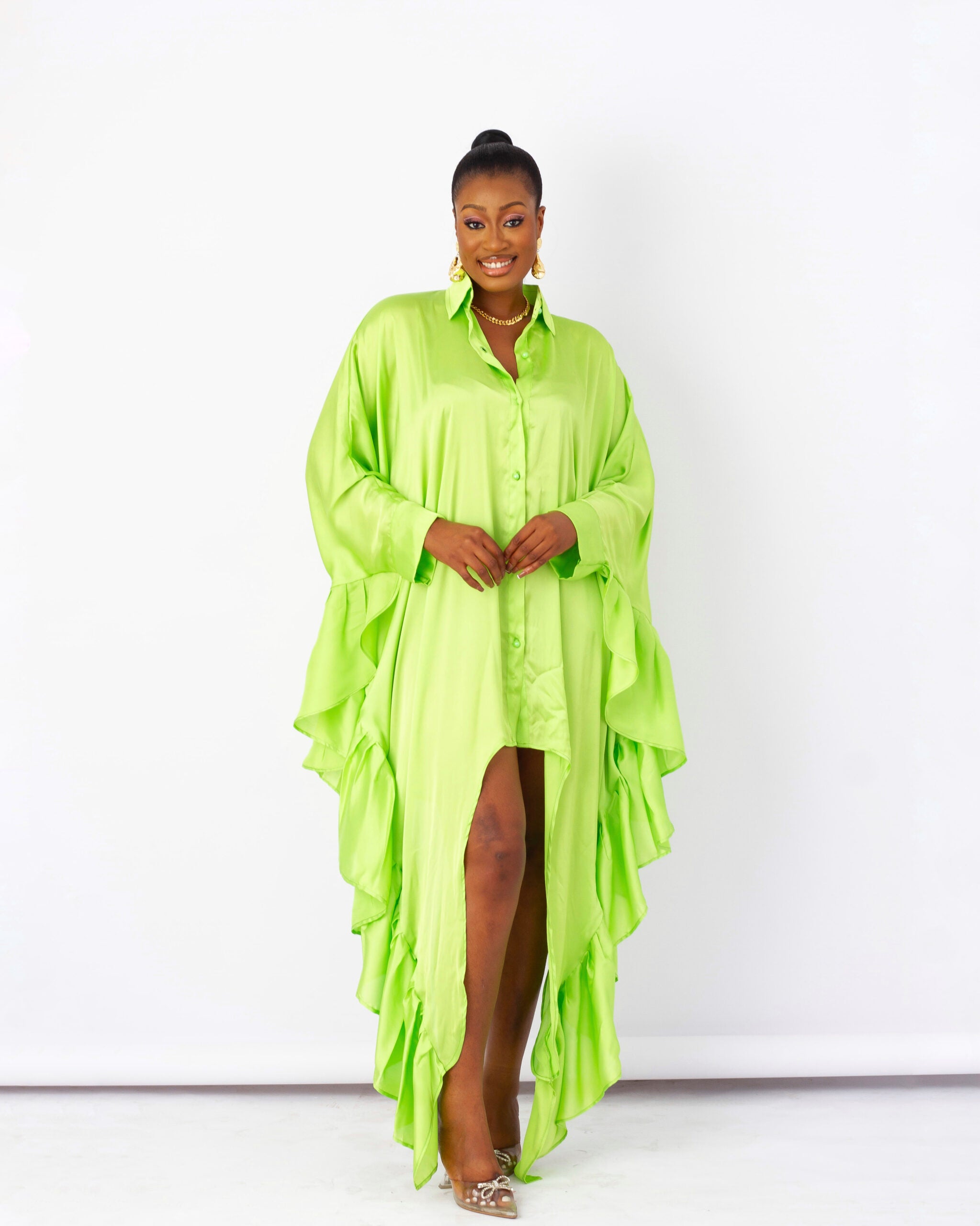 Flounce-Trim Shirt Dress image 1