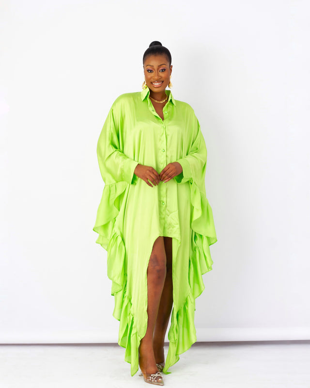 Flounce-Trim Shirt Dress image 1